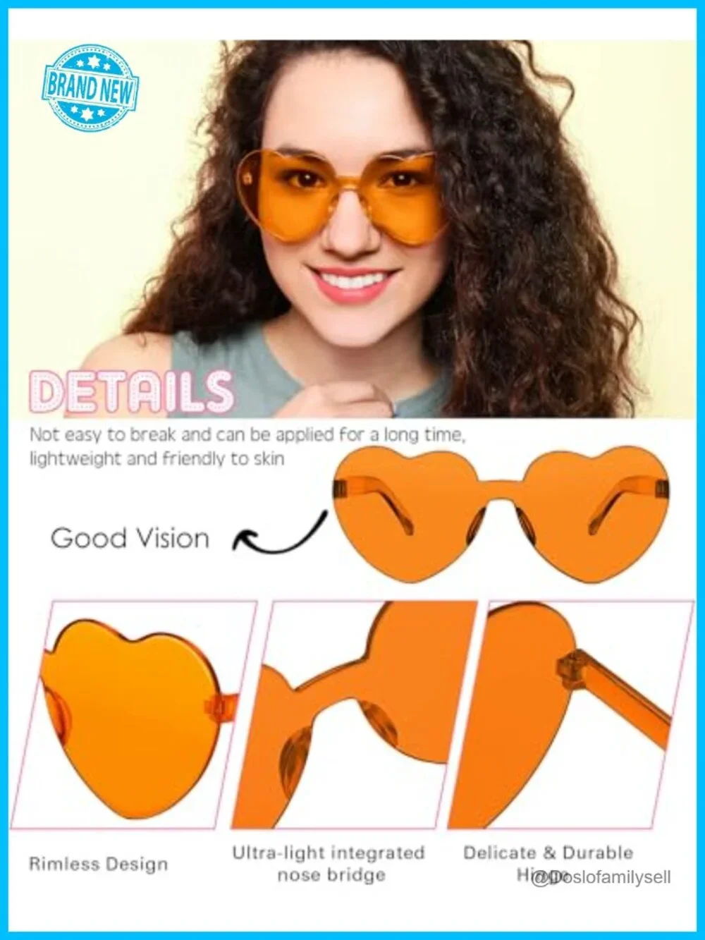 8 Pairs Heart Shaped Rimless Sunglasses Party Favors